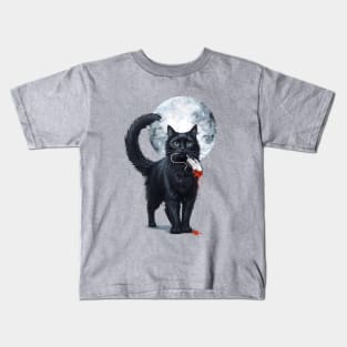 Purfect hunter in the Digital Edition, black Cat vs. Mouse, Humor, Cats, Technology, cats lovers design Kids T-Shirt